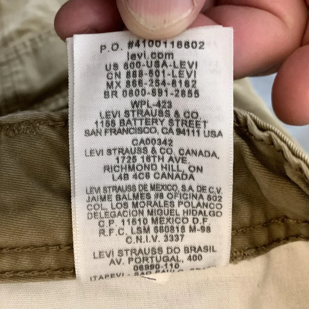 Levi's Cargo Pants Mens 34x30 Beige Cotton Loose Fit Canvas Workwear Utility